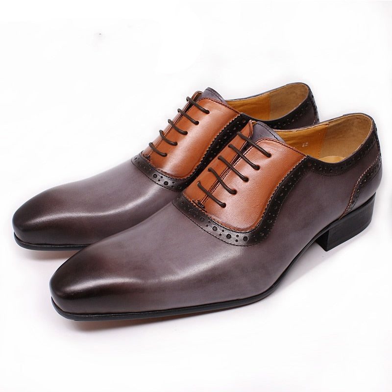 Pánská Formální Obuv Klasický Šněrovací Boty Pointed Toe Oxford - Šedá