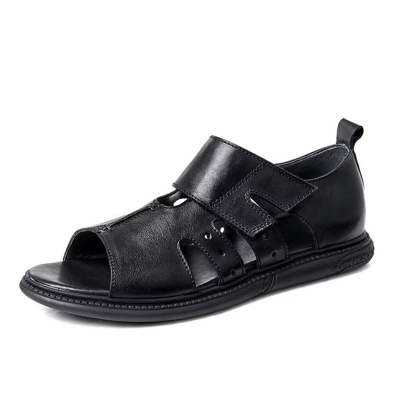 Pánská Obuv Pro Volný Čas Elegantní Sandály Peep Toe Na Suchý Zip - Černá