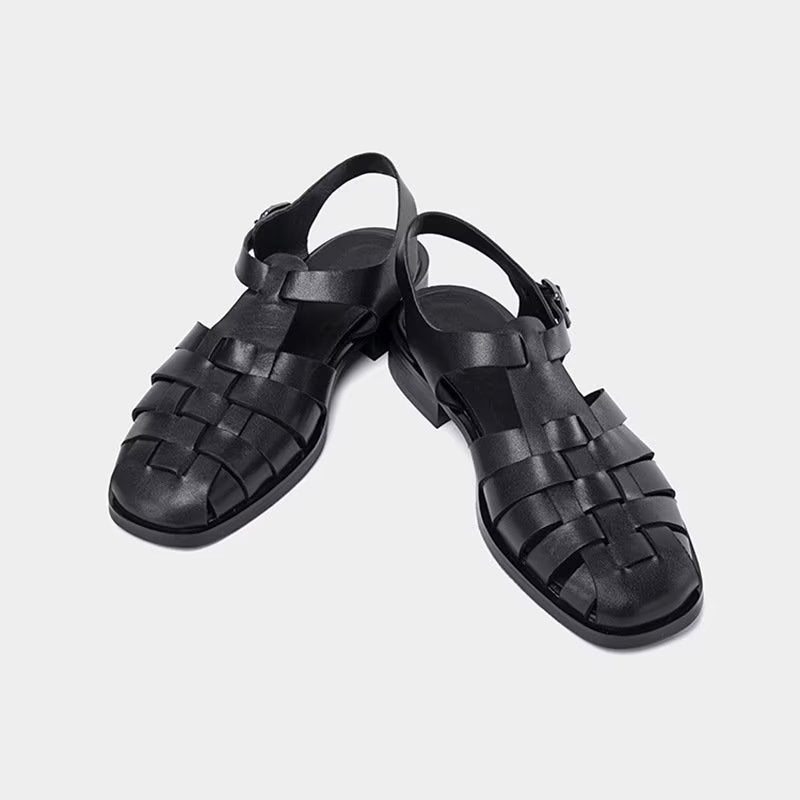 Pánská Obuv Pro Volný Čas Roman Peep Toe Sandály - Černá