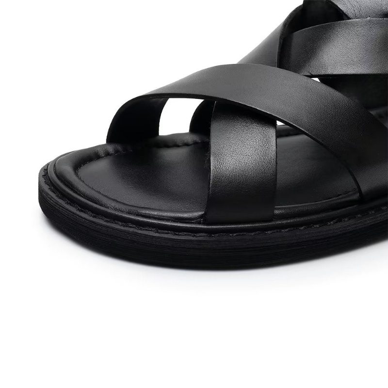 Pánská Obuv Pro Volný Čas Roman Peep Toe Sandály - Černá