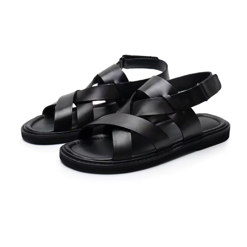 Pánská Obuv Pro Volný Čas Roman Peep Toe Sandály - Černá