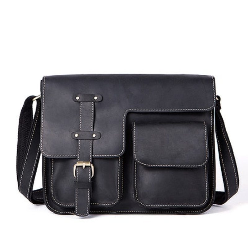 Pánské Aktovky Luxusní Aktovka Z Exotické Kůže Vintage Flap Crossbody - Černá