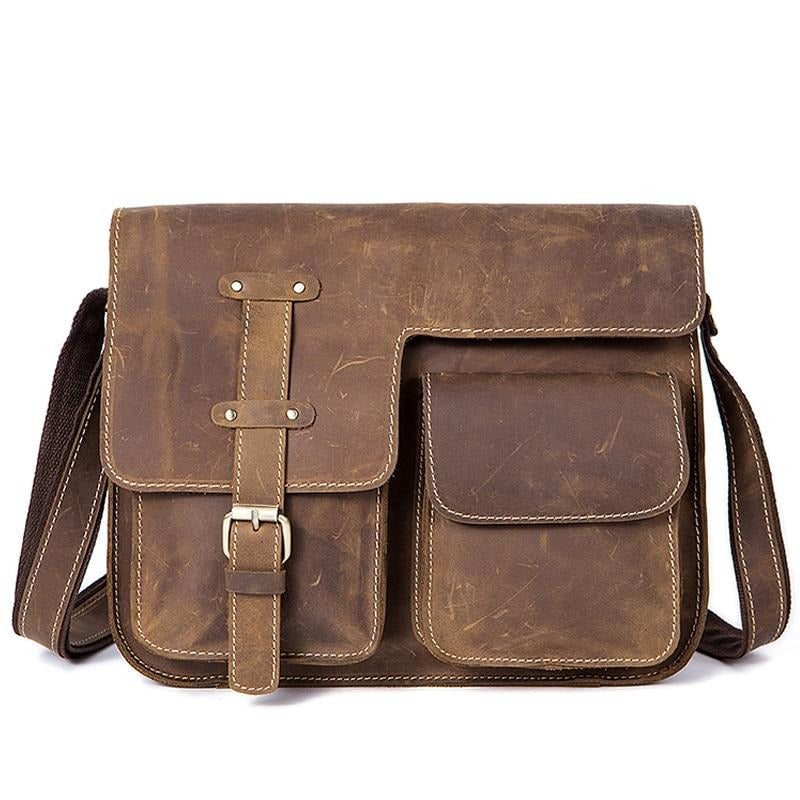 Pánské Aktovky Luxusní Aktovka Z Exotické Kůže Vintage Flap Crossbody - Káva