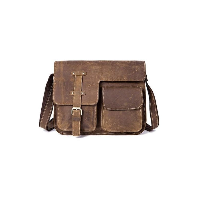 Pánské Aktovky Luxusní Aktovka Z Exotické Kůže Vintage Flap Crossbody - Káva