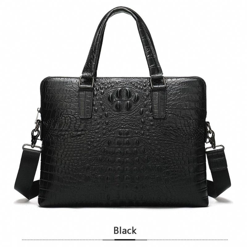 Pánské Aktovky Luxusní Obchodní Aktovka Croc Embossed Leather - Černá