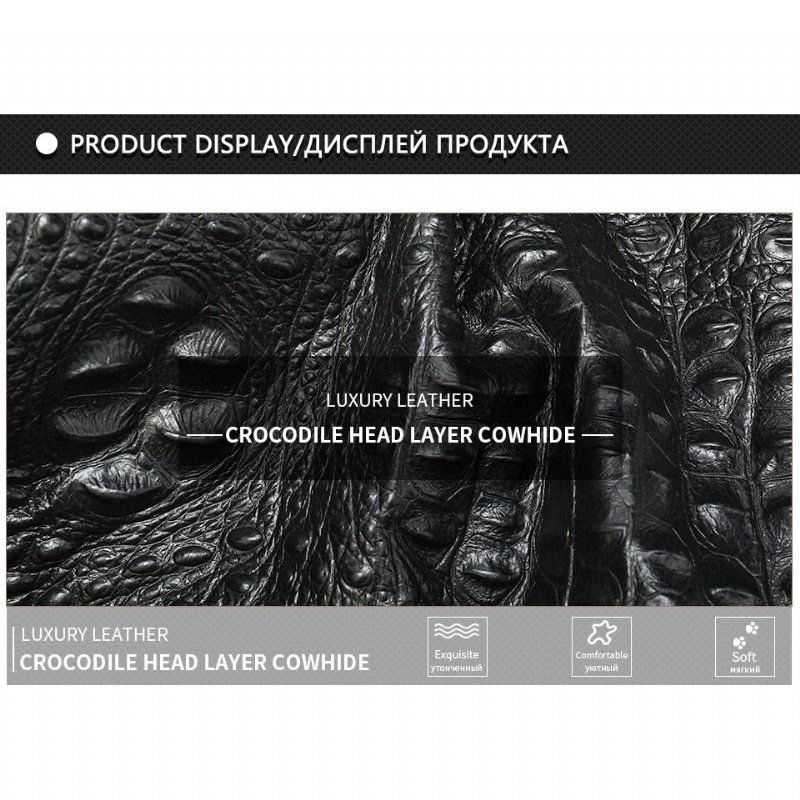 Pánské Aktovky Luxusní Obchodní Aktovka Croc Embossed Leather - Černá