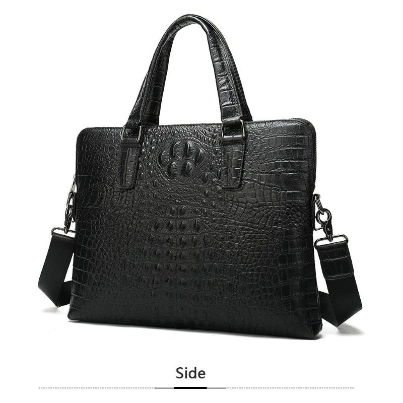 Pánské Aktovky Luxusní Obchodní Aktovka Croc Embossed Leather - Černá