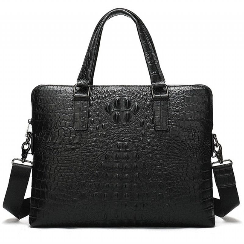 Pánské Aktovky Luxusní Obchodní Aktovka Croc Embossed Leather - Černá