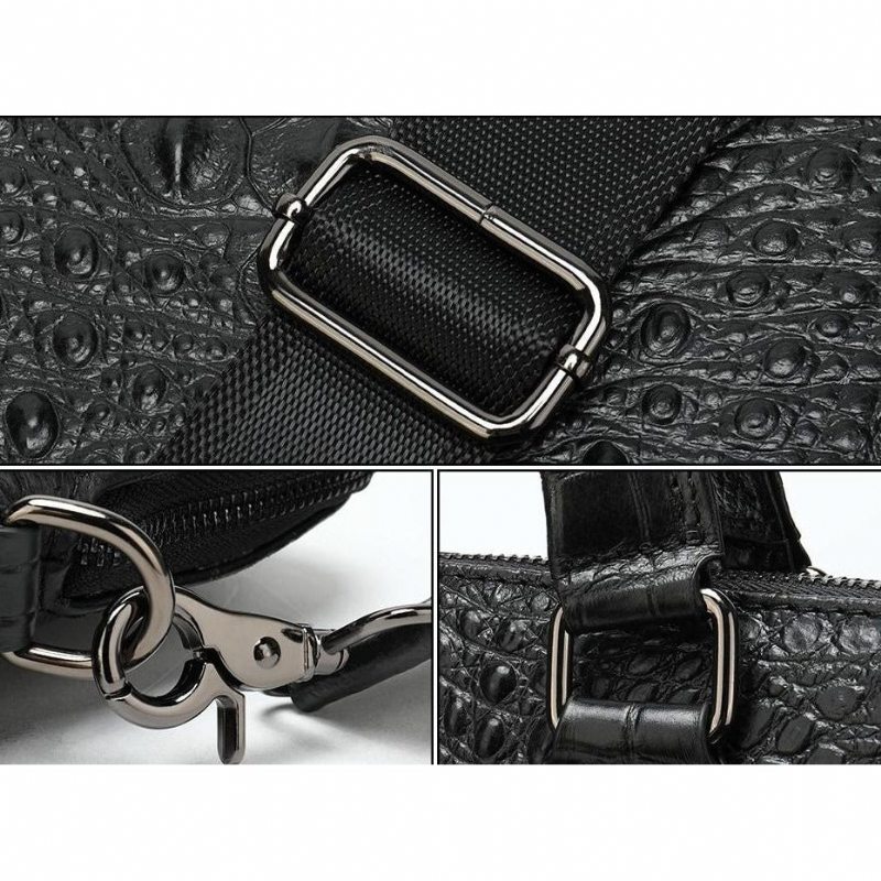 Pánské Aktovky Luxusní Obchodní Aktovka Croc Embossed Leather - Černá