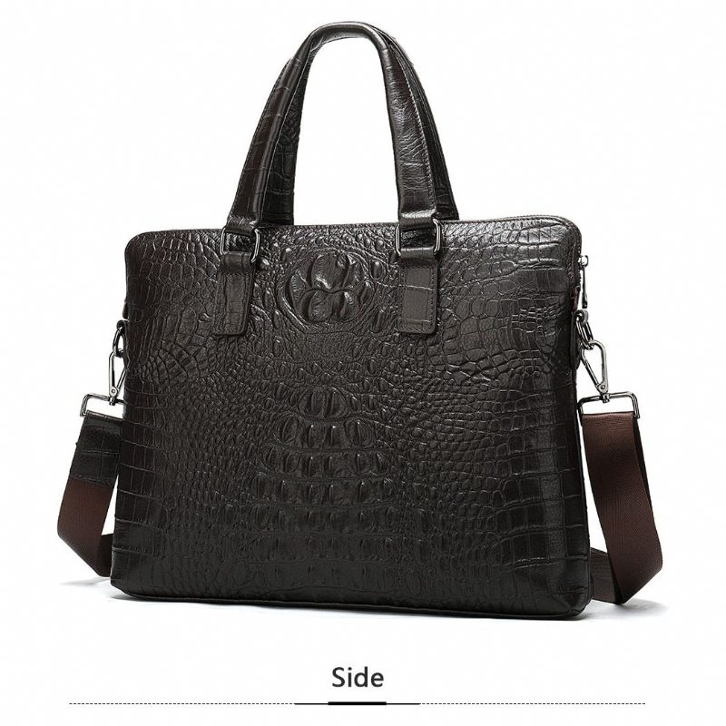 Pánské Aktovky Luxusní Obchodní Aktovka Croc Embossed Leather - Černá