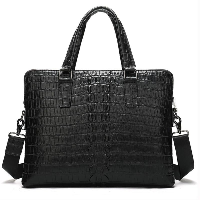 Pánské Aktovky Luxusní Obchodní Aktovka Croc Embossed Leather - Černá