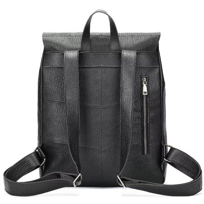 Pánské Batohy Business Travel Organizer Backpack Z Hovězí Kůže - Černá