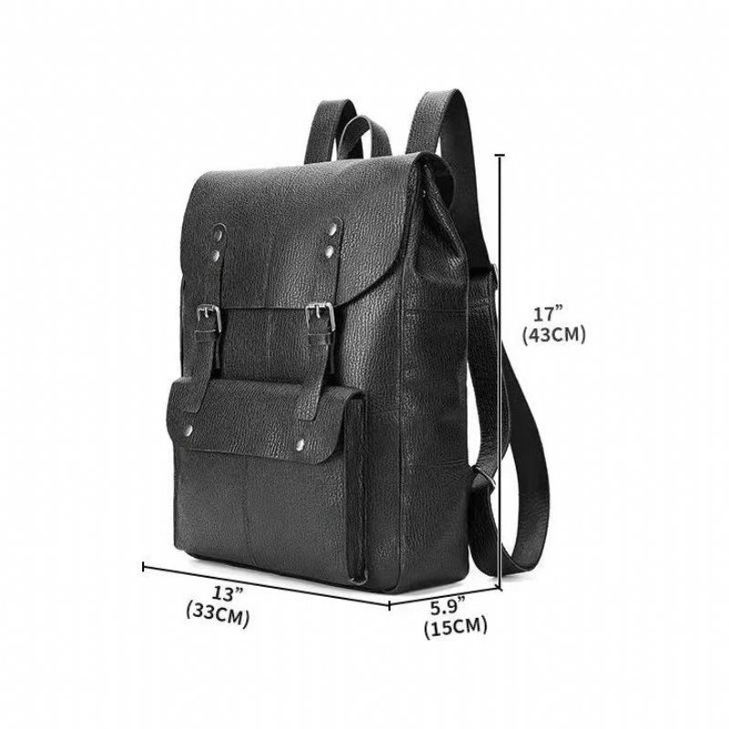 Pánské Batohy Business Travel Organizer Backpack Z Hovězí Kůže - Černá