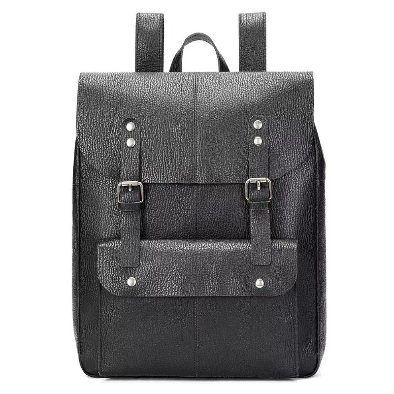 Pánské Batohy Business Travel Organizer Backpack Z Hovězí Kůže - Černá