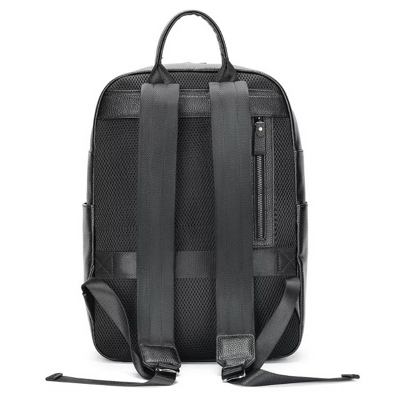 Pánské Batohy Business Travel Tech Backpack Z Hovězí Kůže - Černá