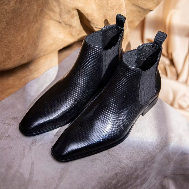 Pánské Boty Chelsea Boots S Exotickou Kožešinou - Černá