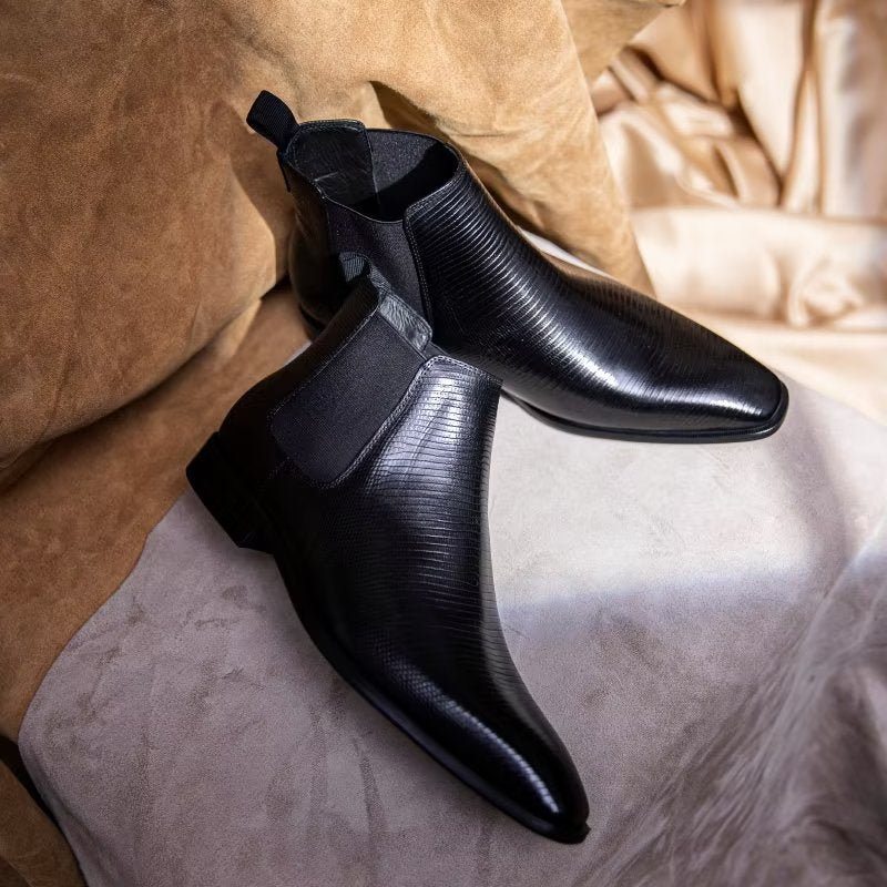 Pánské Boty Chelsea Boots S Exotickou Kožešinou - Černá