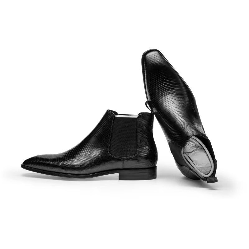 Pánské Boty Chelsea Boots S Exotickou Kožešinou - Černá