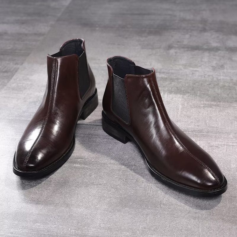 Pánské Boty Chelsea Boots S Reliéfní Špičkou - Káva