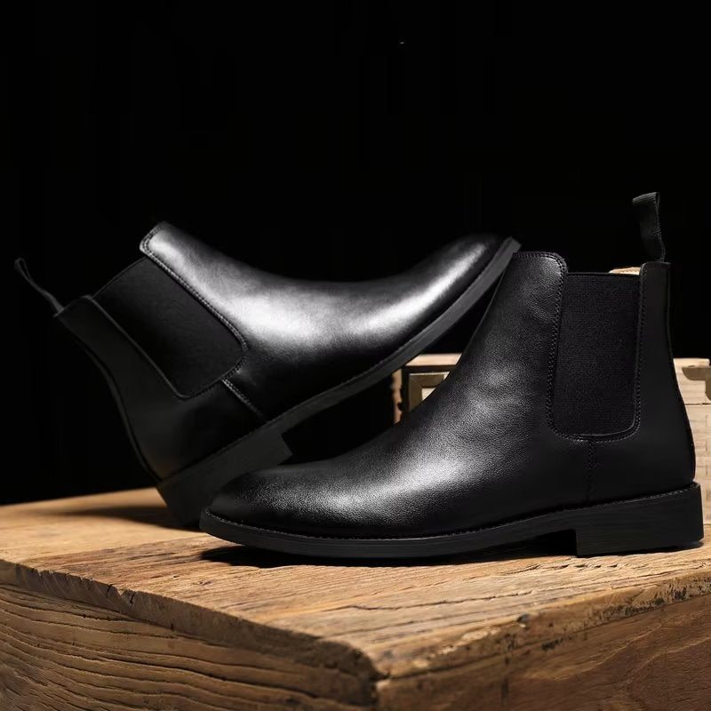 Pánské Boty Chelsea Boots S Reliéfní Špičkou - Černá