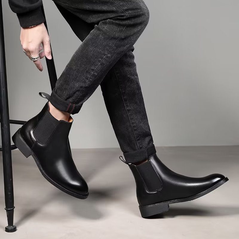 Pánské Boty Chelsea Boots Se Špičatou Špičkou - Černá