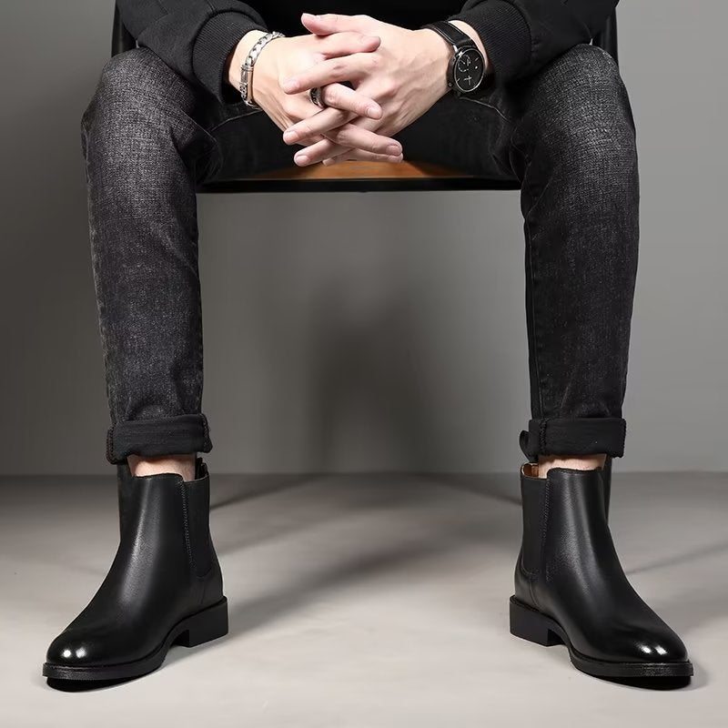 Pánské Boty Chelsea Boots Se Špičatou Špičkou - Černá