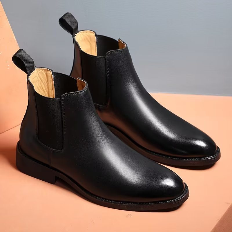 Pánské Boty Chelsea Boots Se Špičatou Špičkou - Černá