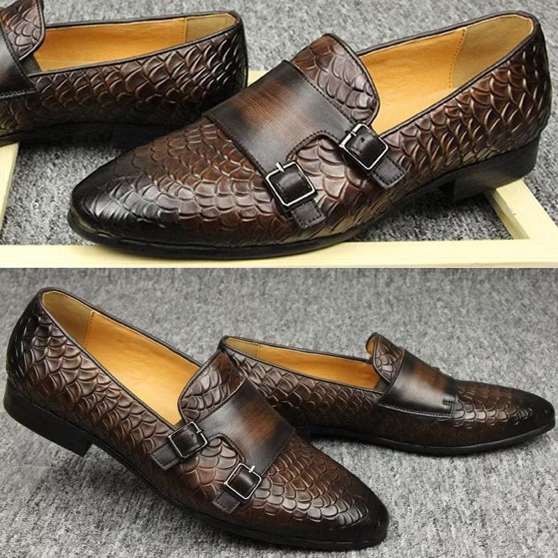 Pánské Boty Pro Volný Čas Croc Vzor Elegantní Slip On Mokasíny - Káva