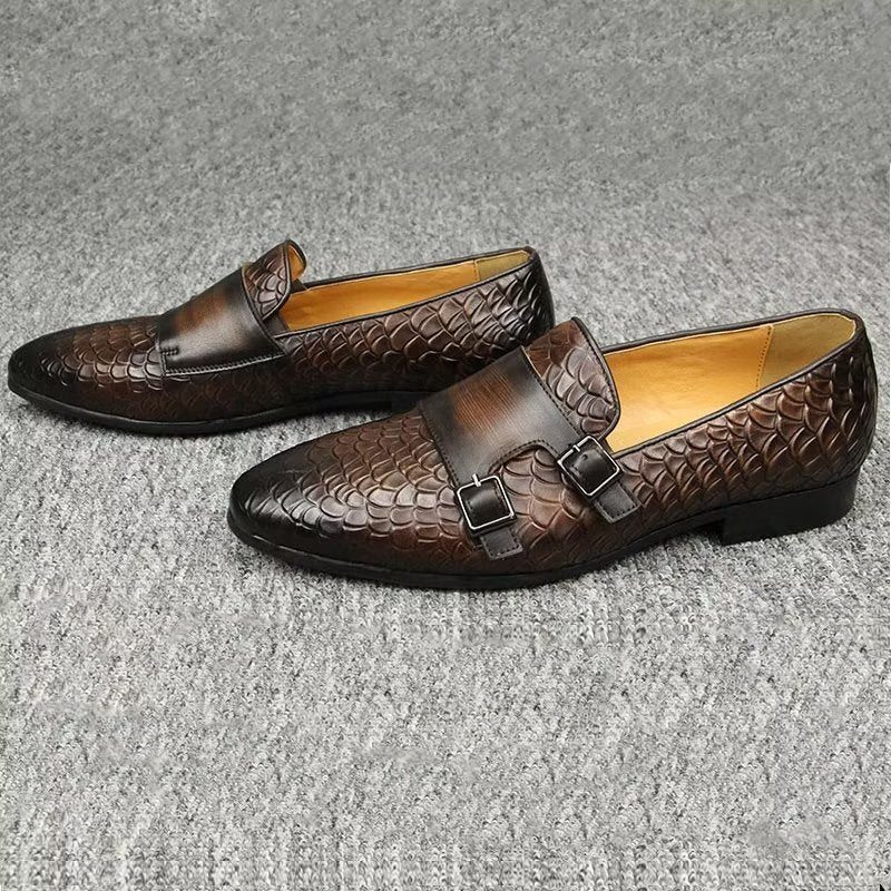 Pánské Boty Pro Volný Čas Croc Vzor Elegantní Slip On Mokasíny - Káva