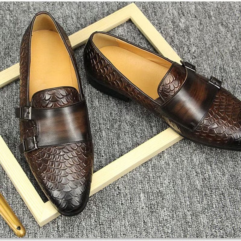 Pánské Boty Pro Volný Čas Croc Vzor Elegantní Slip On Mokasíny - Káva