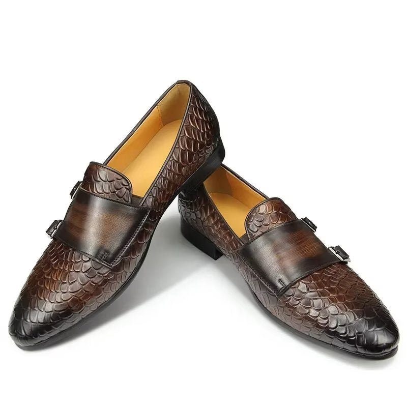 Pánské Boty Pro Volný Čas Croc Vzor Elegantní Slip On Mokasíny - Káva