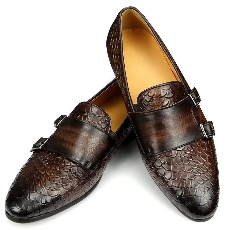 Pánské Boty Pro Volný Čas Croc Vzor Elegantní Slip On Mokasíny - Káva