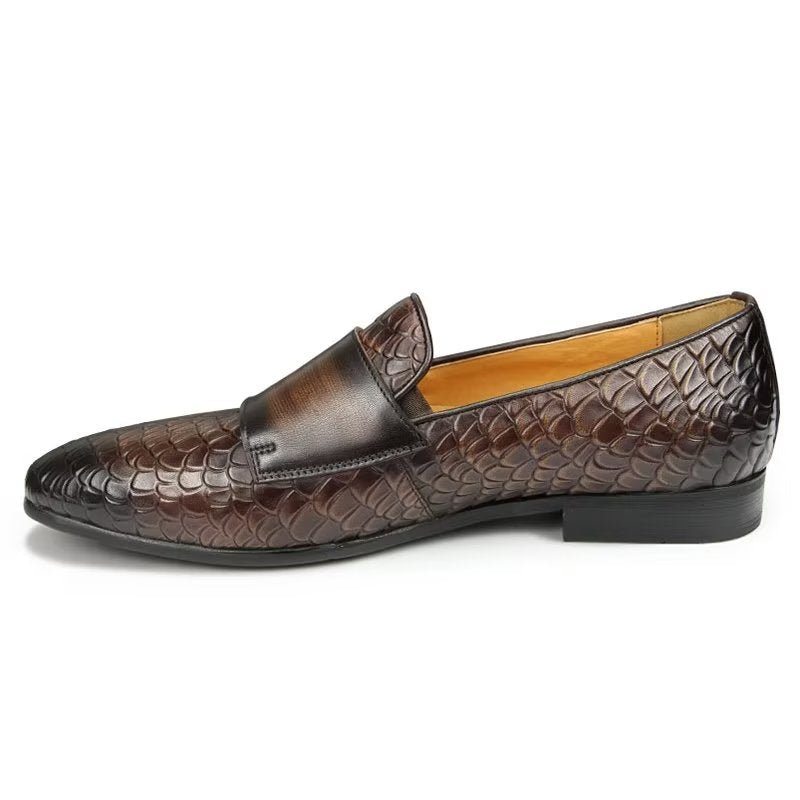 Pánské Boty Pro Volný Čas Croc Vzor Elegantní Slip On Mokasíny - Káva