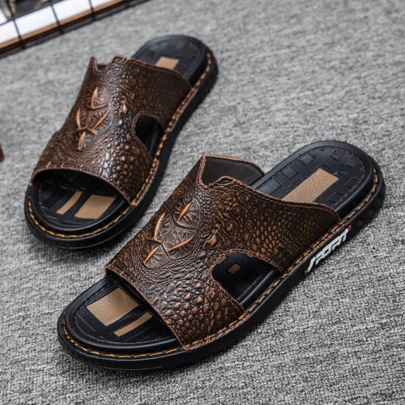 Pánské Boty Pro Volný Čas Luxecroco Summer Šik Slip On Slides - Káva