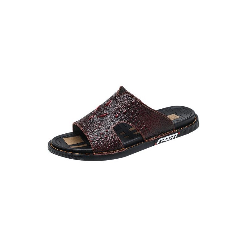 Pánské Boty Pro Volný Čas Luxecroco Summer Šik Slip On Slides - Červená