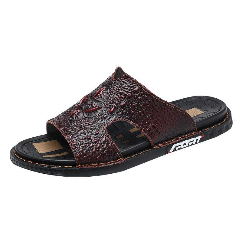 Pánské Boty Pro Volný Čas Luxecroco Summer Šik Slip On Slides - Červená