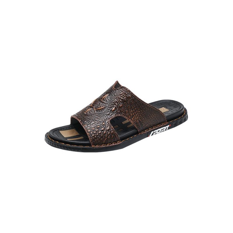 Pánské Boty Pro Volný Čas Luxecroco Summer Šik Slip On Slides - Káva