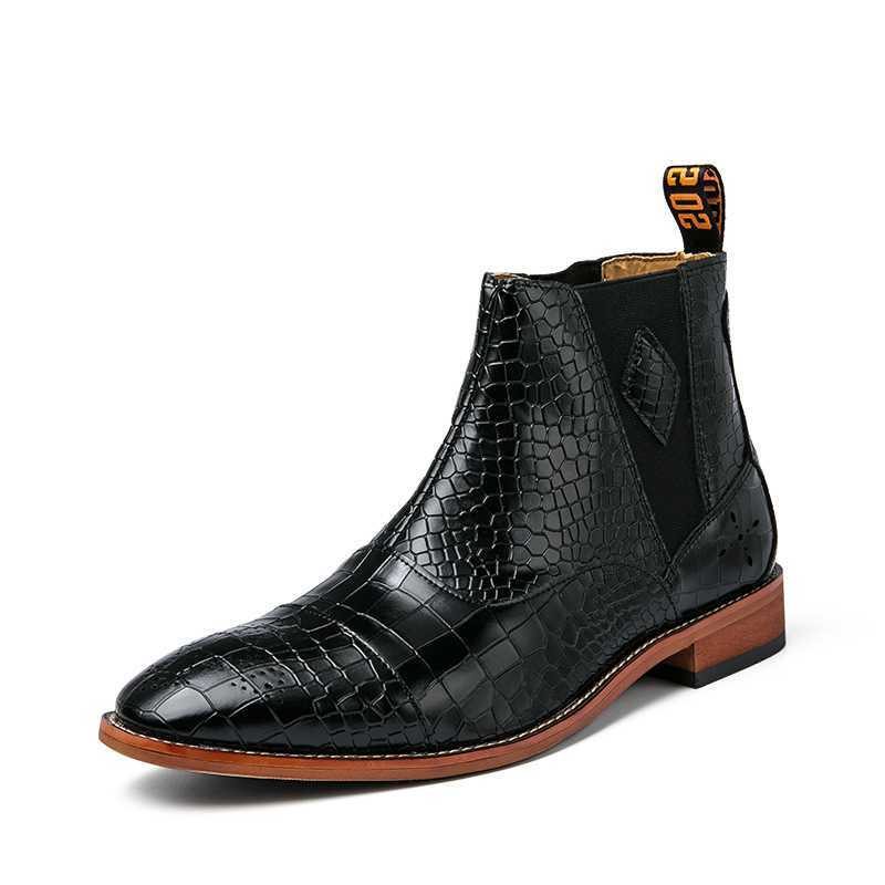 Pánské Boty Snakeskin Šik Vintage Pointed Toe Chelsea Boots - Černá