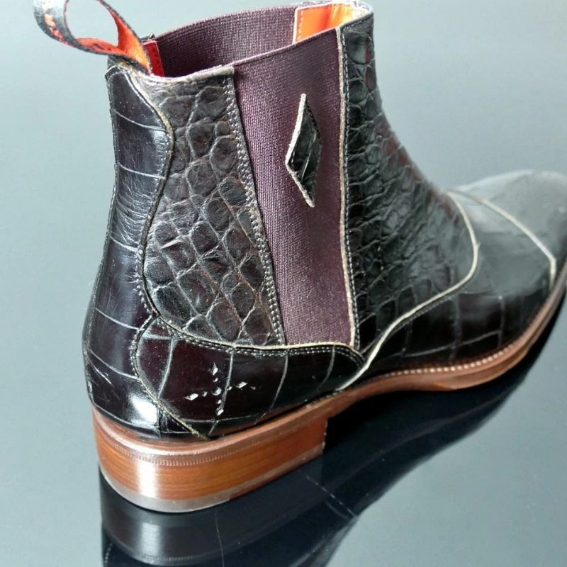 Pánské Boty Snakeskin Šik Vintage Pointed Toe Chelsea Boots - Černá