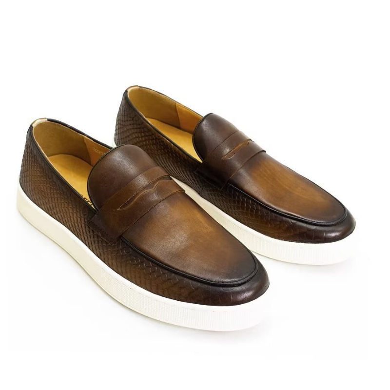 Pánské Formální Boty Elegantní Kožená Platforma Slip On Brogue - Hnědý