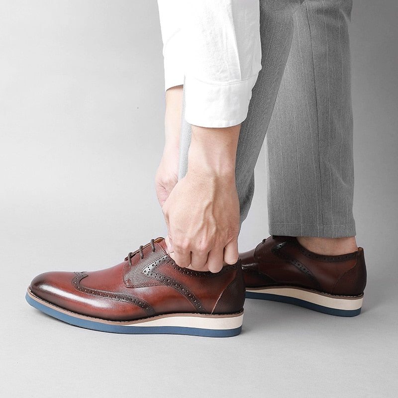 Pánské Formální Boty Klasický Textured Wingtip Neformální Oxford - Káva