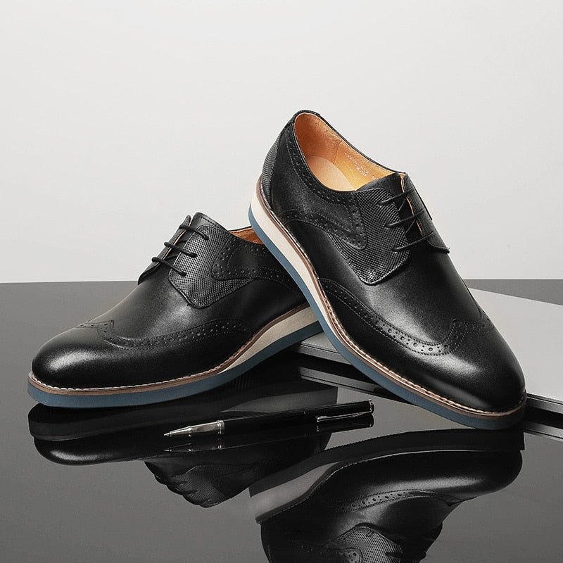 Pánské Formální Boty Klasický Textured Wingtip Neformální Oxford - Černá