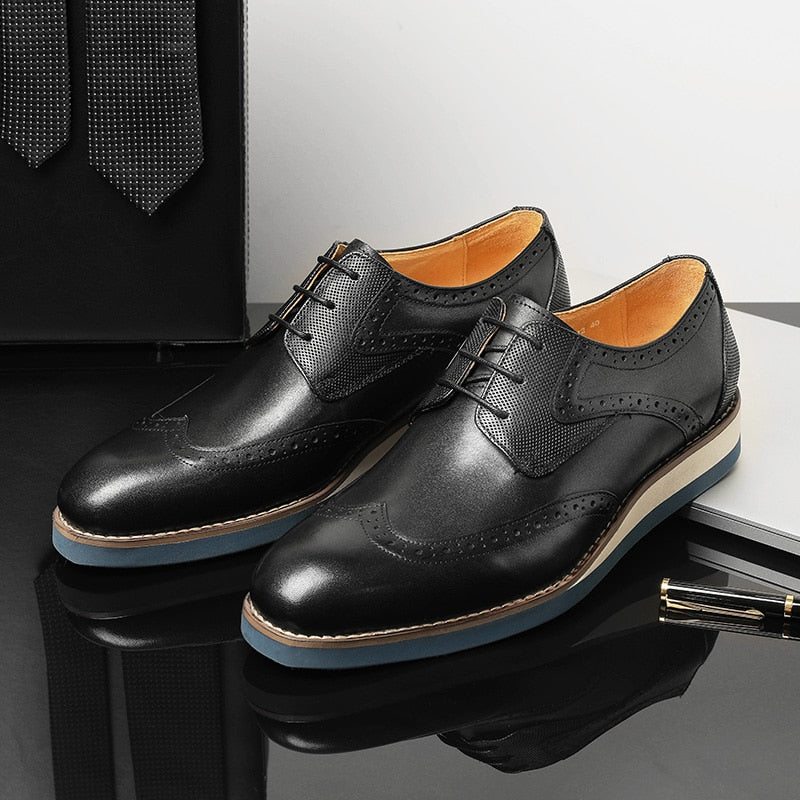 Pánské Formální Boty Klasický Textured Wingtip Neformální Oxford - Černá