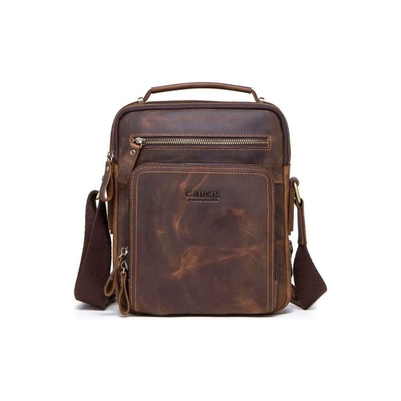 Pánské Kabelky Přes Rameno Elegantní Crossbody Kabelka Crazy Horse - Káva