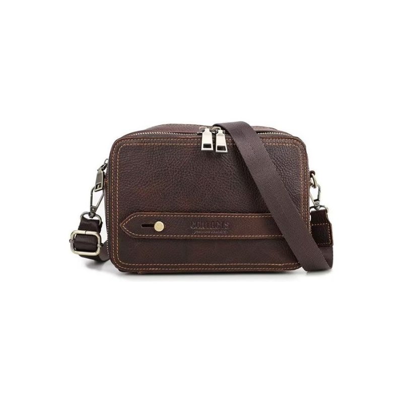 Pánské Kabelky Přes Rameno Elegantní Kabelka Crazy Horse Leather Classic Crossbody - Káva