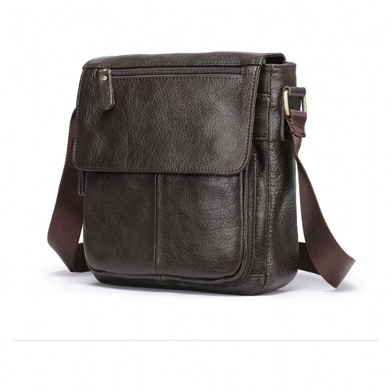 Pánské Kabelky Přes Rameno Kožená Crossbody Kabelka - Káva