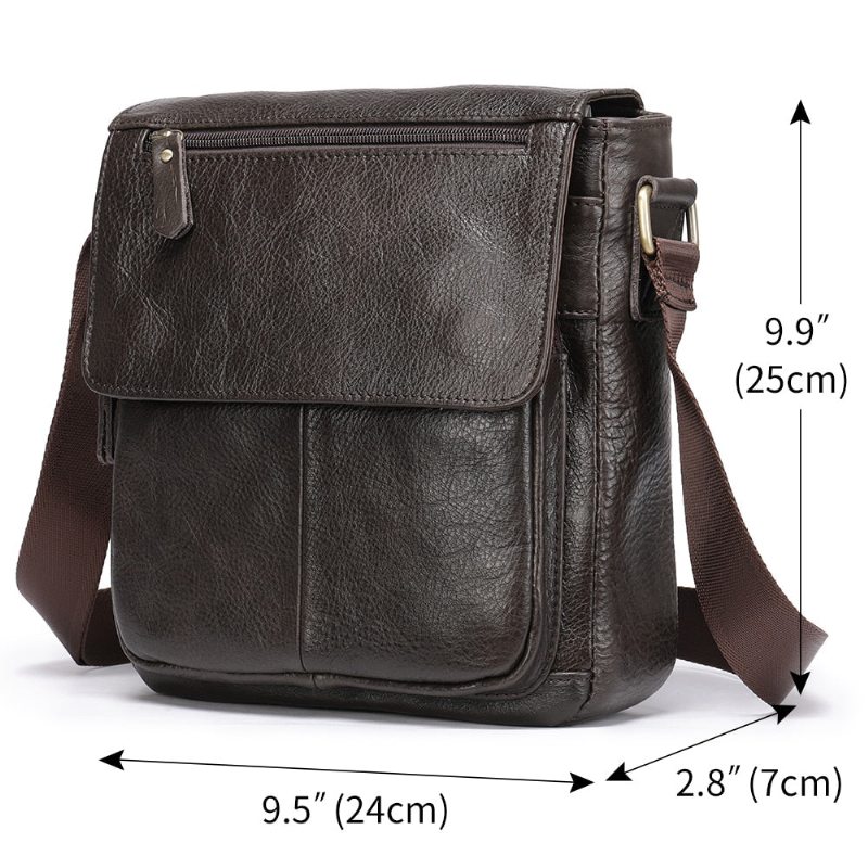 Pánské Kabelky Přes Rameno Kožená Crossbody Kabelka - Káva