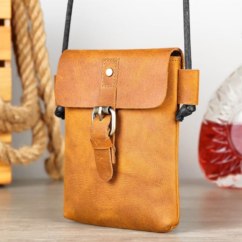 Pánské Kabelky Přes Rameno Luxusní Kožená Crossbody Kabelka Crazy Horse - Hnědá