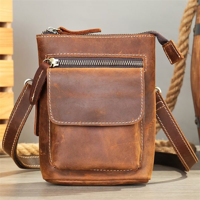 Pánské Kabelky Přes Rameno Modish Maverick Leather Tote - Hnědý