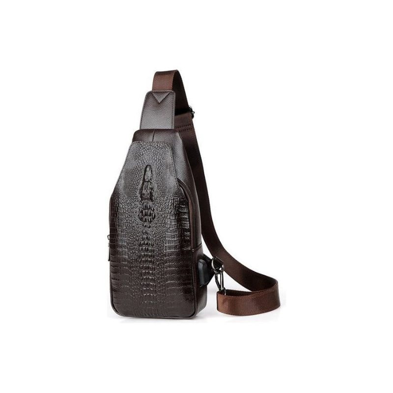 Pánské Kabelky Přes Rameno Vintage Šik Leather Sling Messenger Taška - Káva